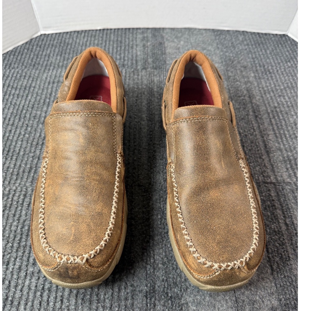 Twisted X Mens Driving Moc Brown Leather Slip On Loafers MDMSC03 Size 8.5 M